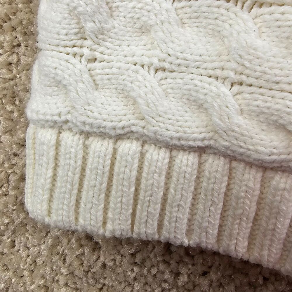 Liz Claiborne Ivory Cable Knit Cowl Neck Sweater Medium Cozy Preppy - Picture 5 of 13